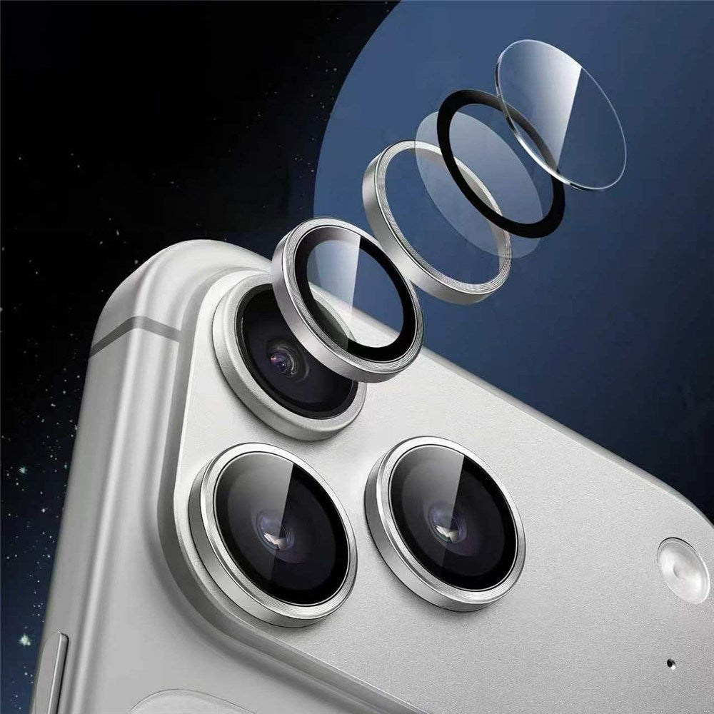 iPhone 18 Pro Kameralinsebeskyttelse - Metall & Glass - Sølv