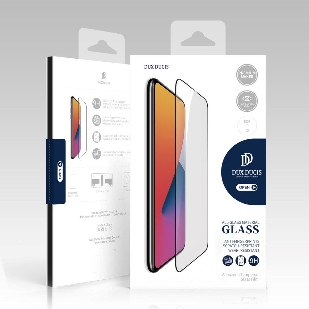 iPhone 15 Dux Ducis Skjermbeskytter - Full Fit - Svart Kant