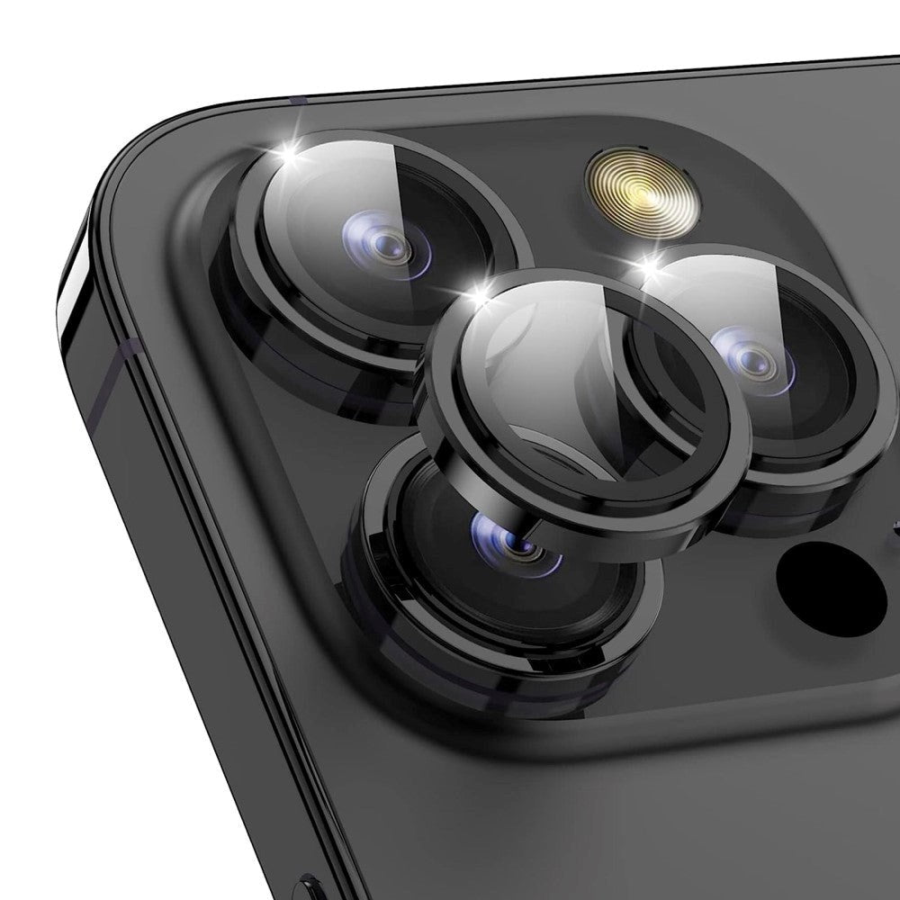iPhone 15 Pro / 15 Pro Max Beskyttelsesglass til Kameralinse - Svart