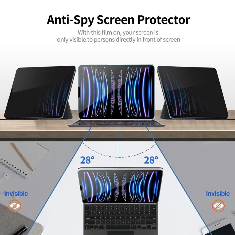 iPad 11" (2025) / 10.9" (2024/2022) Skjermbeskytter i Herdet Glass - Privacy Funksjon - Gjennomsiktig