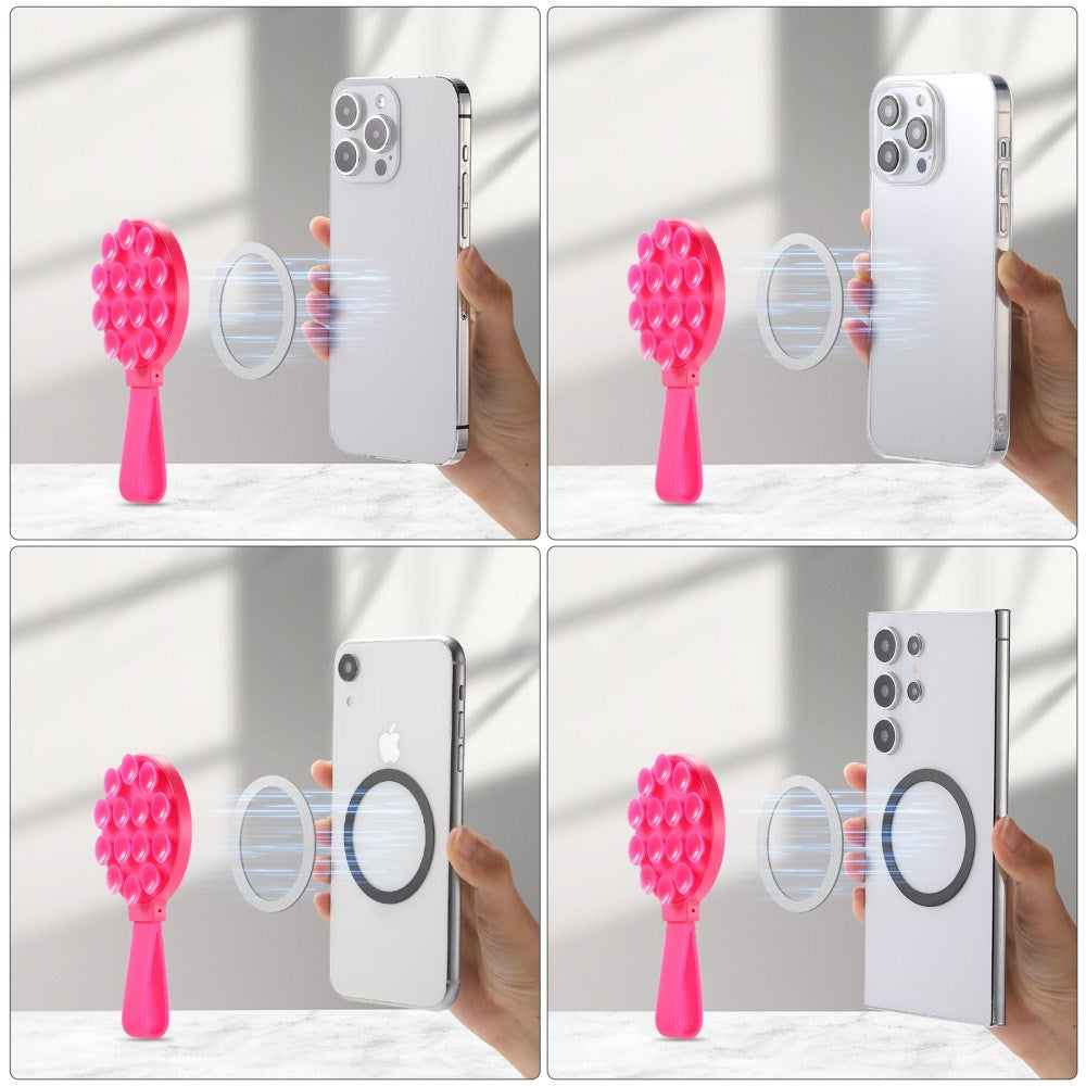 Silikon Sugekopp Mobilholder med Rem - MagSafe Kompatibel - Pink