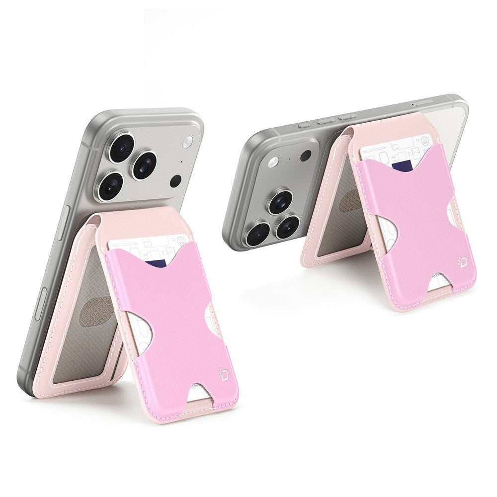 DUX DUCIS Magnetisk Kortholder for 5 Kort med Stativfunksjon - MagSafe Kompatibel - Rosa