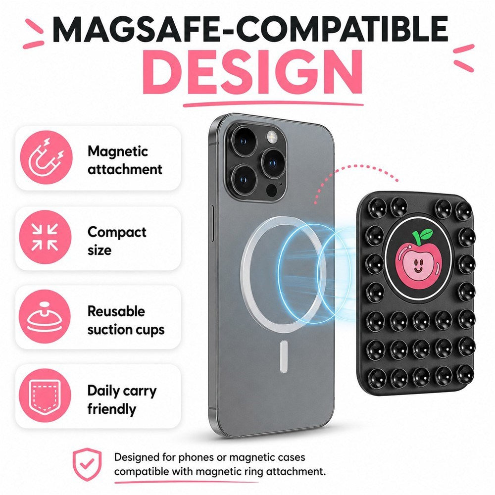 Silikon Sugekopp Mobilholder m. Eple - MagSafe Kompatibel - Rosa