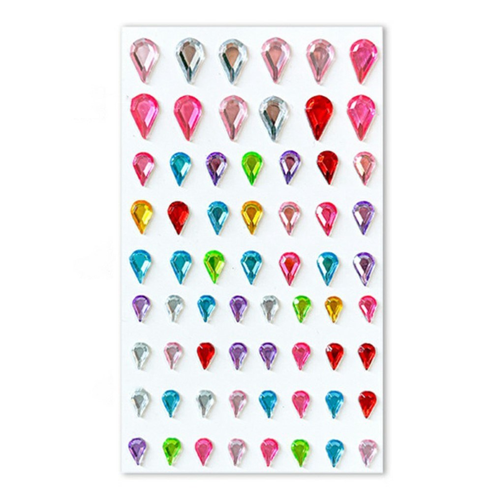 Flerfargede Selvklebende Krystall 3D Stickers - 65 stk - Dråper