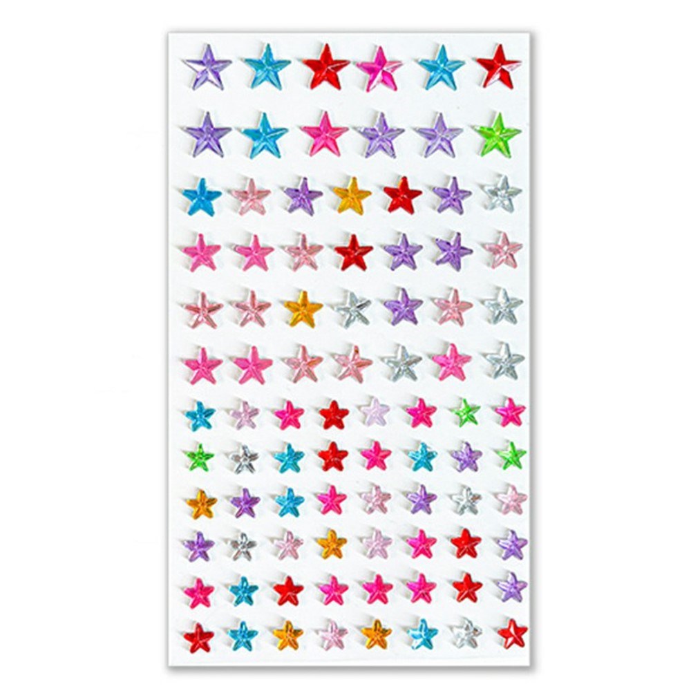 Flerfargede Selvklebende Krystall 3D Stickers - 88 stk - Stjerner
