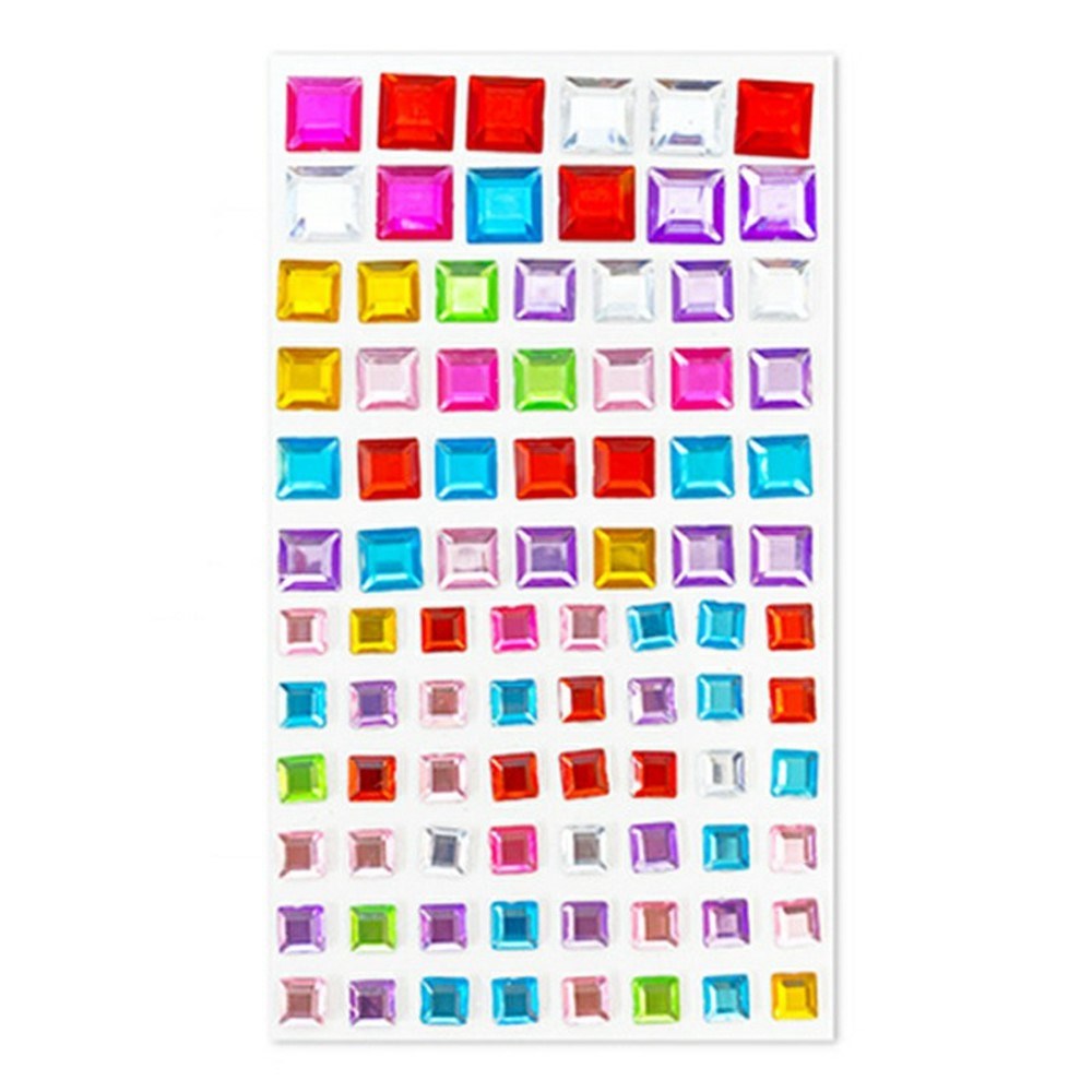 Flerfargede Selvklebende Krystall 3D Stickers - 88 stk - Firkantede