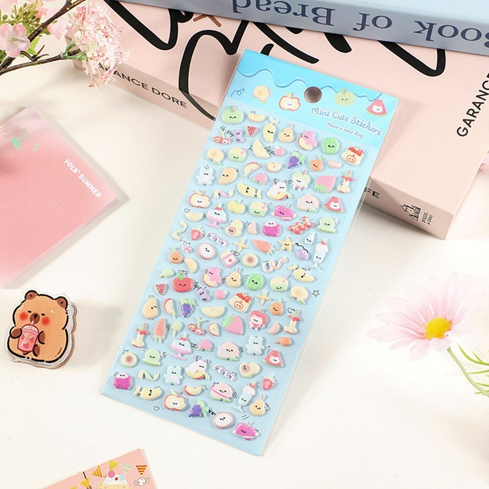 Mini 3D Bubble Foam Stickers - Blandede Frukt
