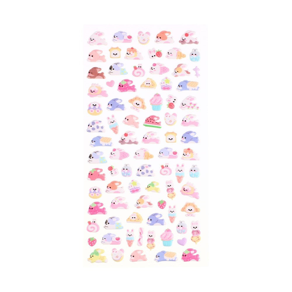 Mini 3D Bubble Foam Stickers for Mobil & Kameraseksjonen - Kaniner & Mat