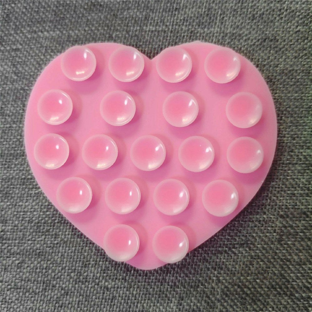 Hjerteformet Silikon Sugekopp Mobiltelefonholder - Rosa