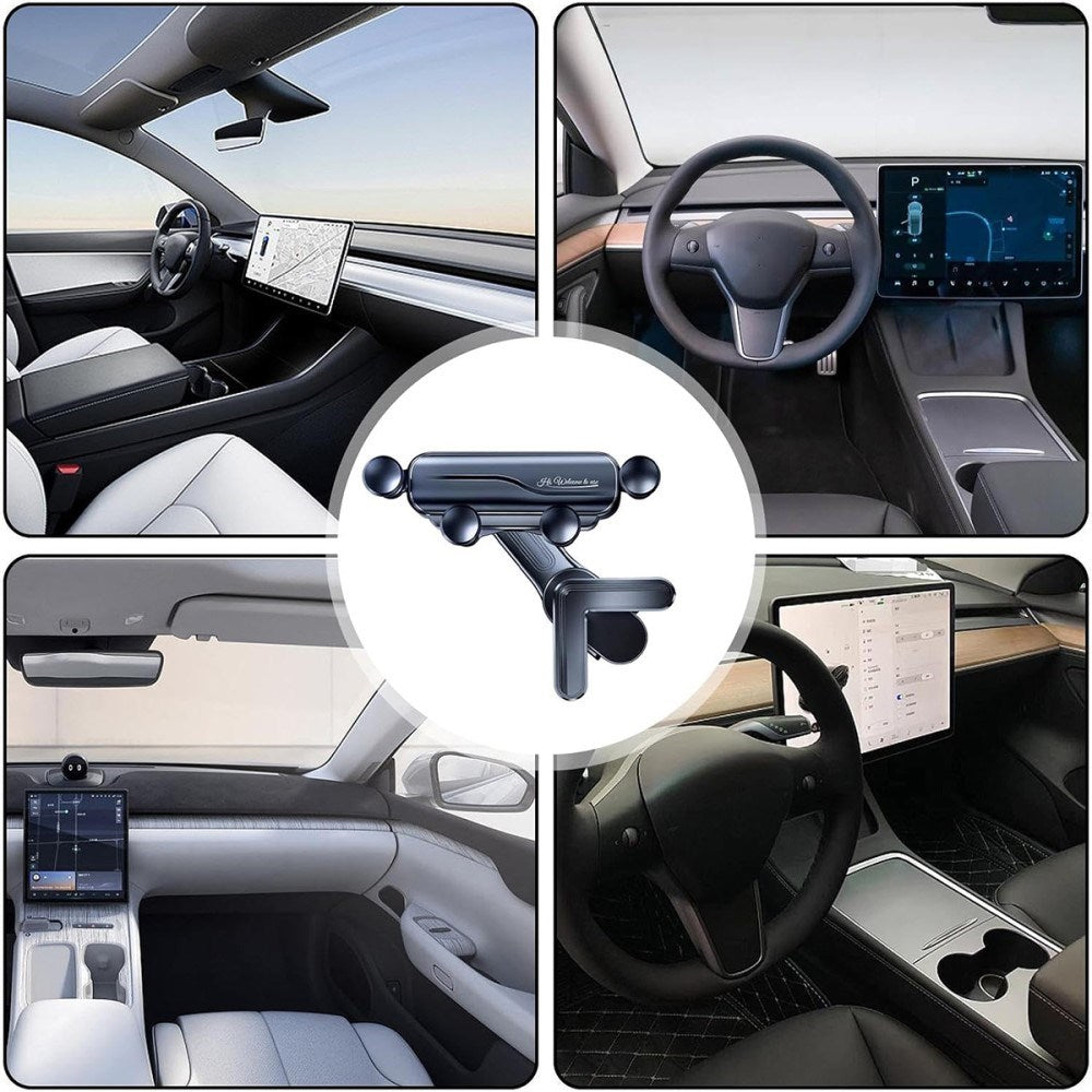 Fjærbelastet Mobilholder for Display - Tesla Model 3 / Model Y (2020-22) - Svart