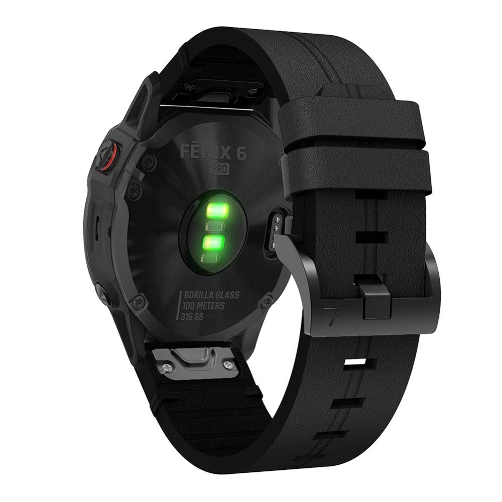 Universal Garmin 22mm QuickFit Skinn Reim - Sort