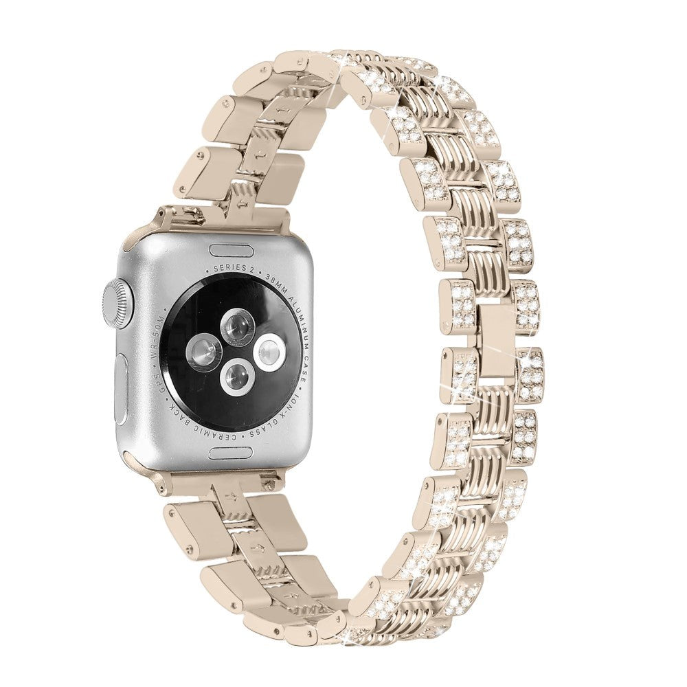 Apple Watch (42/44/SE/45/46/49mm) Metal Klokkerem med Rhinsten - Gull