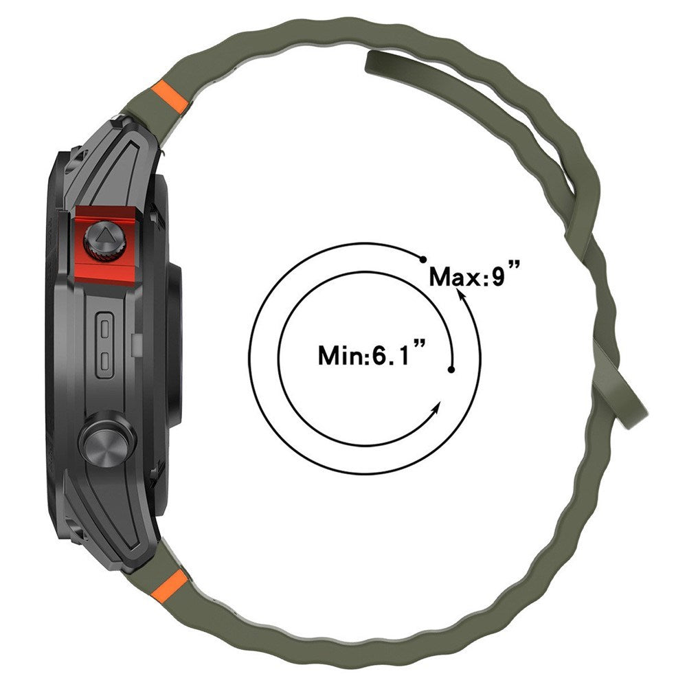 Universal Garmin 22mm QuickFit EIDERWOOD Wavy Silikon Reim - Oransje
