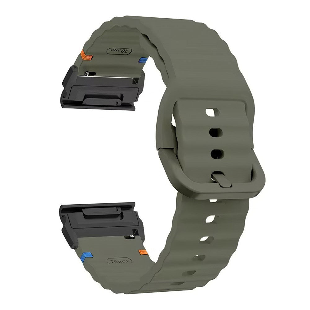 Universal Garmin 22mm QuickFit EIDERWOOD Wavy Silikon Reim - Grønn