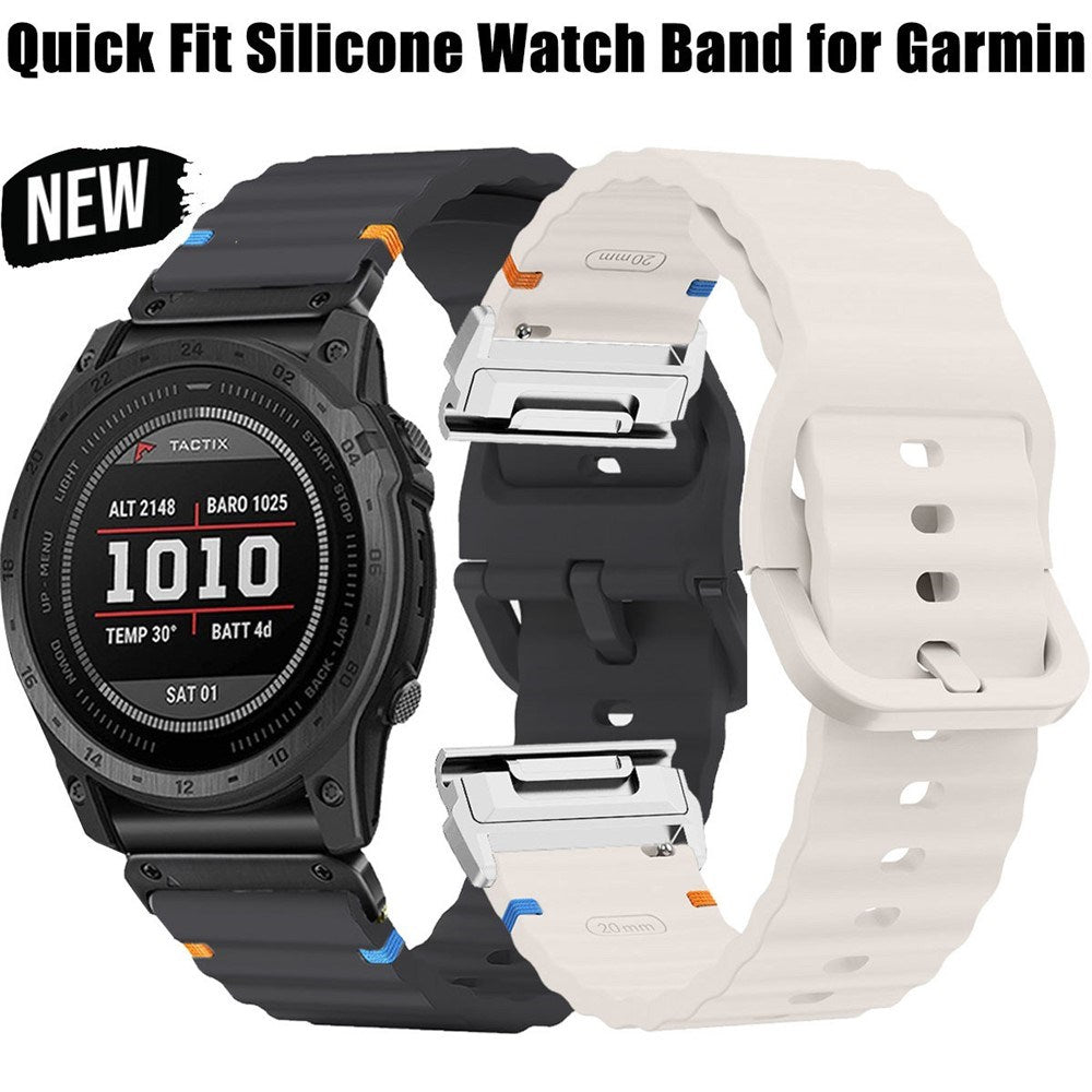 Universal Garmin 22mm QuickFit EIDERWOOD Wavy Silikon Reim - Grønn