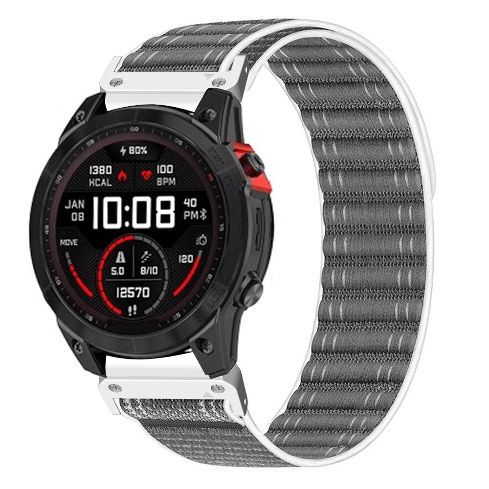 Universal Garmin 22mm QuickFit EIDERWOOD Nylon Loop Klokkereim - Grå