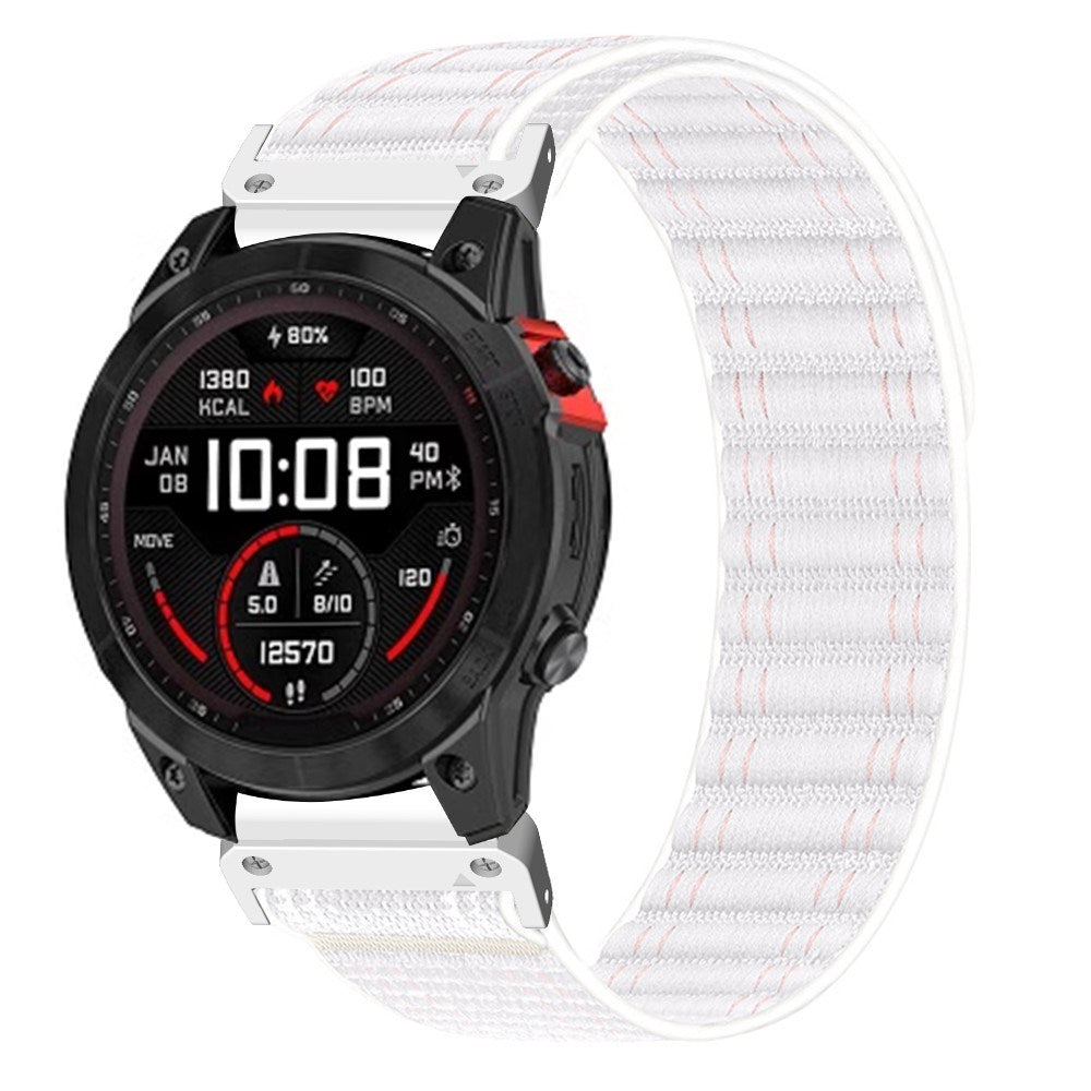 Universal Garmin 22mm QuickFit EIDERWOOD Nylon Loop Klokkereim - Hvit