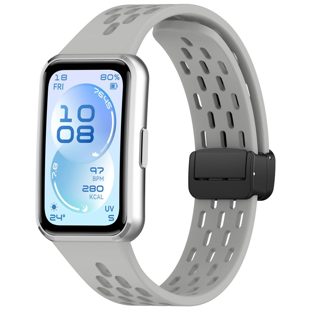 Huawei Band 11 / 11 Pro EIDERWOOD Perforert Silikonrem - Grå