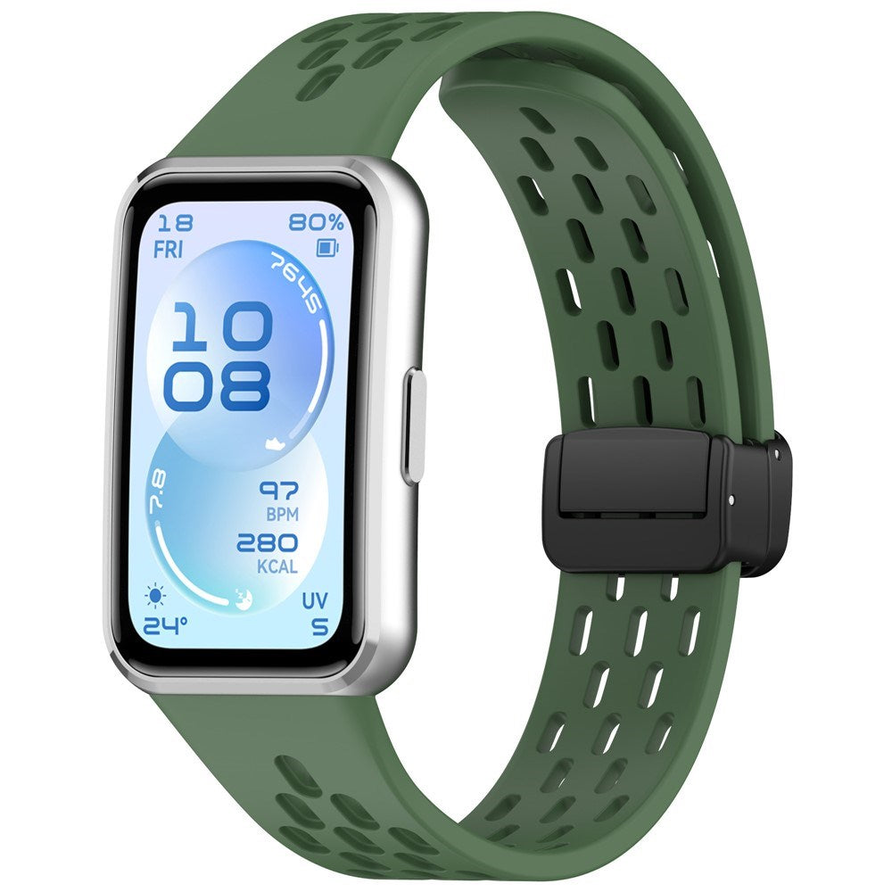Huawei Band 11 / 11 Pro EIDERWOOD Perforert Silikonrem - Grønn