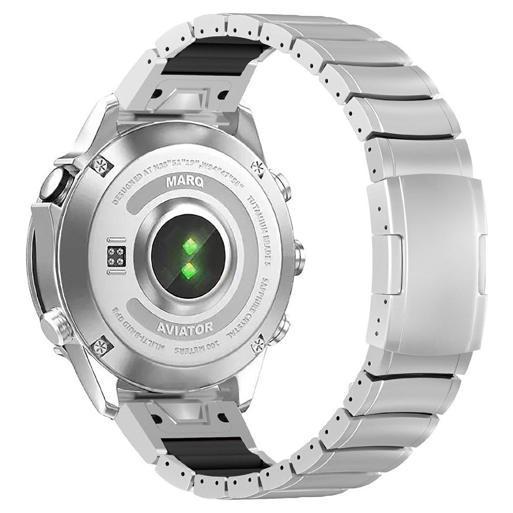 Universal Garmin 22mm QuickFit EIDERWOOD Titanium Reim m. Farget Silikon - Sølv / Svart