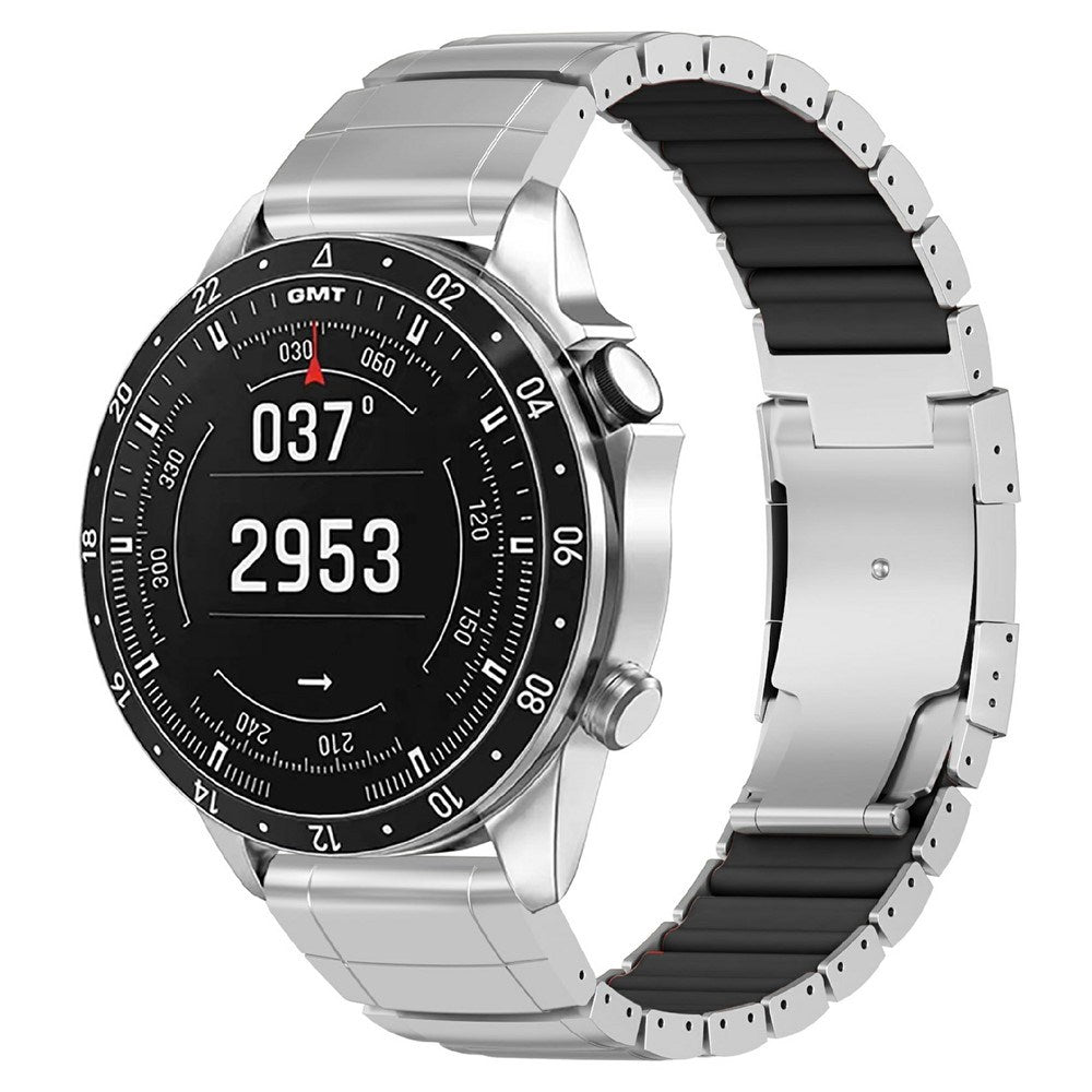 Universal Garmin 22mm QuickFit EIDERWOOD Titanium Reim m. Farget Silikon - Sølv / Svart