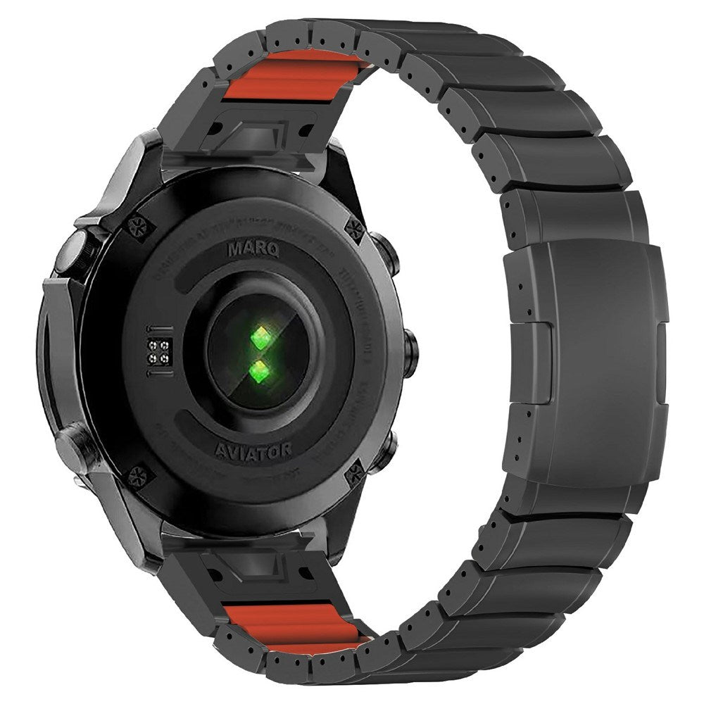 Universal Garmin 22mm QuickFit EIDERWOOD Titanium Reim m. Farget Silikon - Svart / Oransje