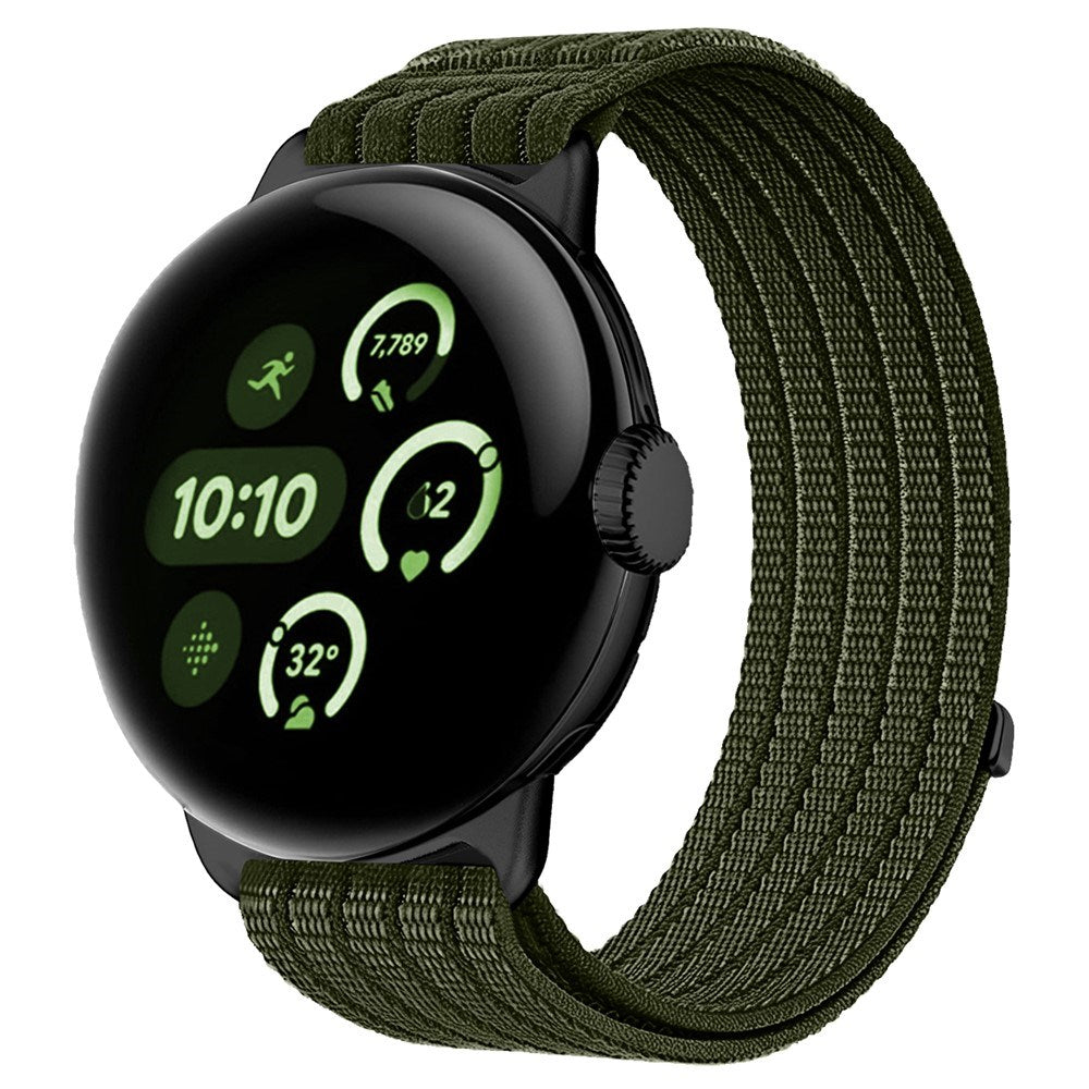 Google Pixel Watch 4 / 3 (45mm) EIDERWOOD Nylon Klokkerem – Mørkegrønn