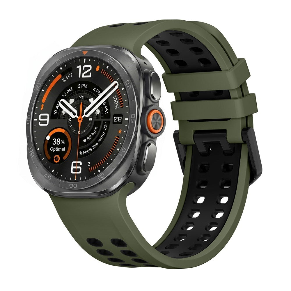 Samsung Galaxy Watch Ultra 2 / Ultra (47mm) Silikon Reim m. Ventilasjonshull - Grønn / Svart