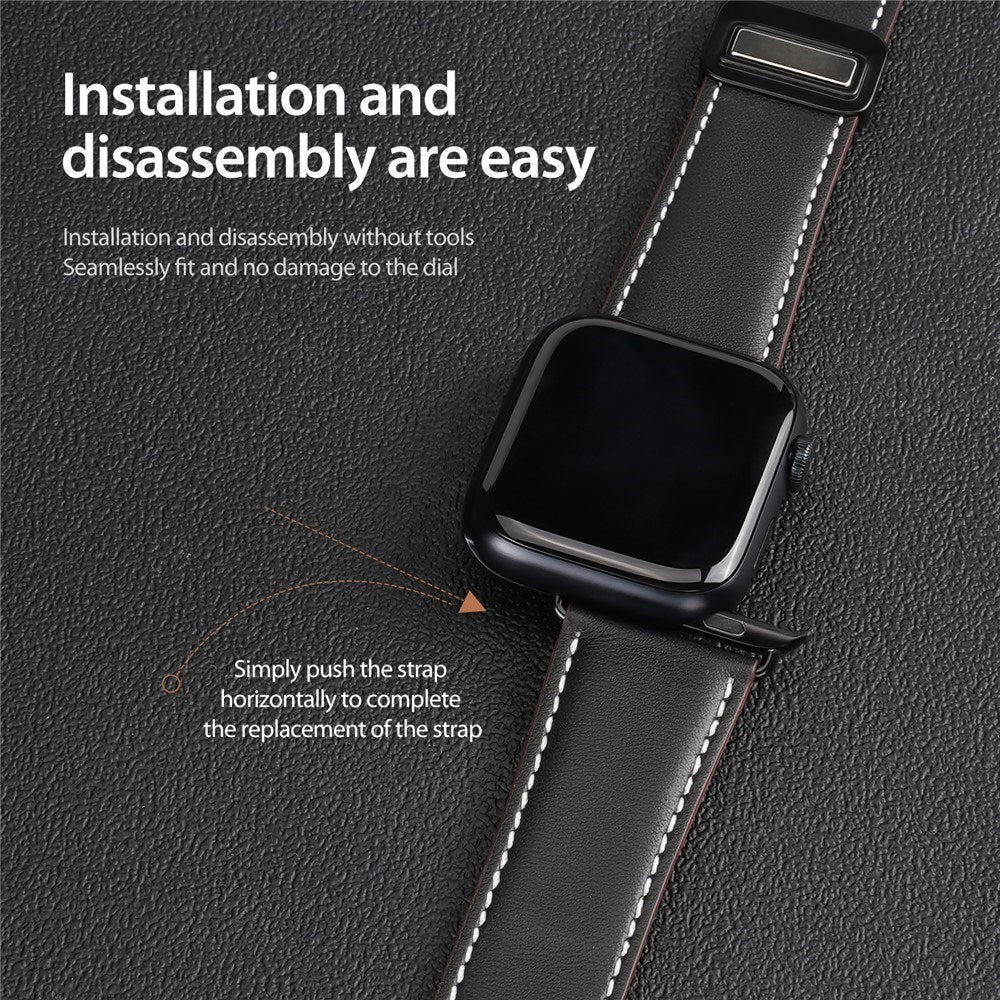 Apple Watch (38/40/SE/41/42 mm) DUX DUCIS Klokkerem i Kunstskinn – Svart