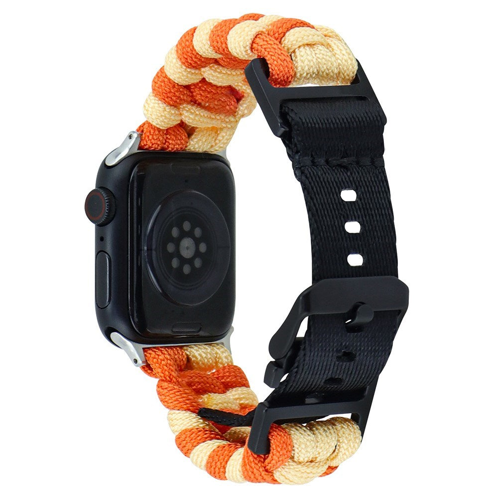 Apple Watch (42/44/SE/45/46/49mm) EIDERWOOD Flettet Nylon Reim - Oransje / Gul