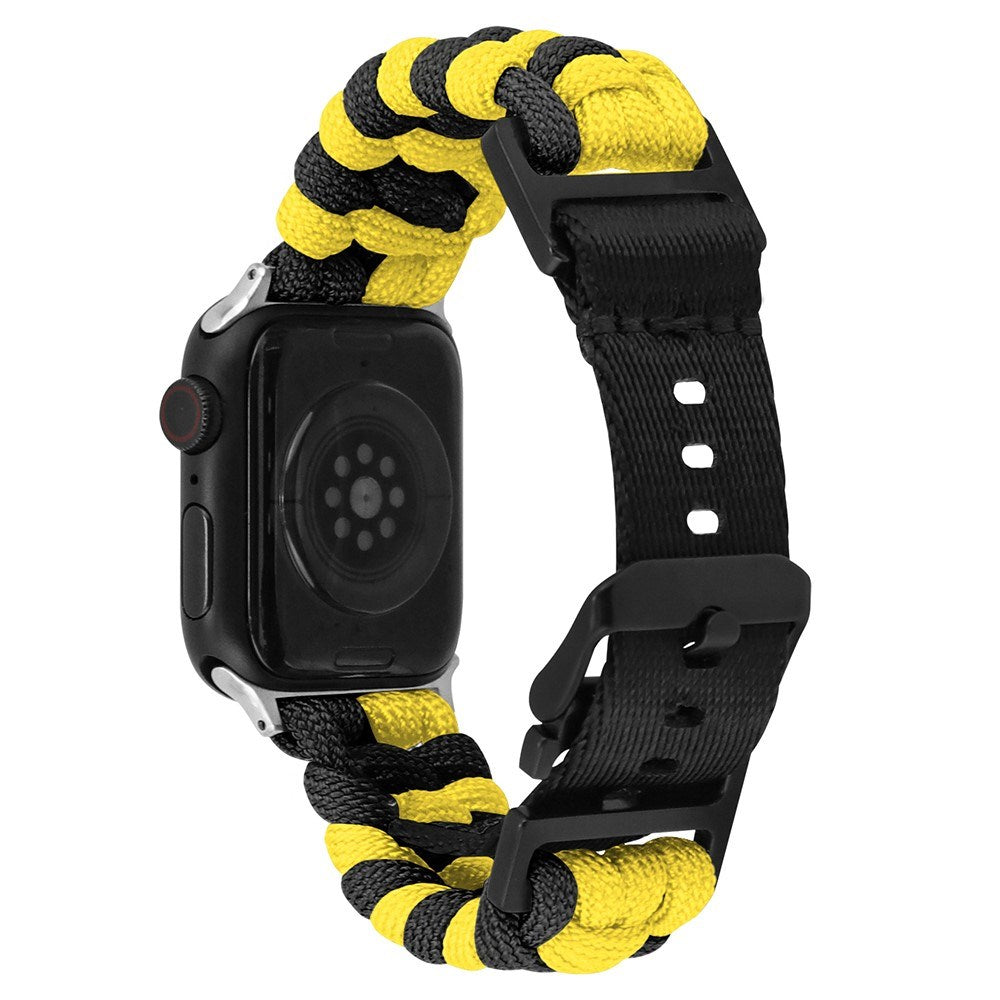 Apple Watch (42/44/SE/45/46/49mm) EIDERWOOD Flettet Nylon Reim - Gul / Svart