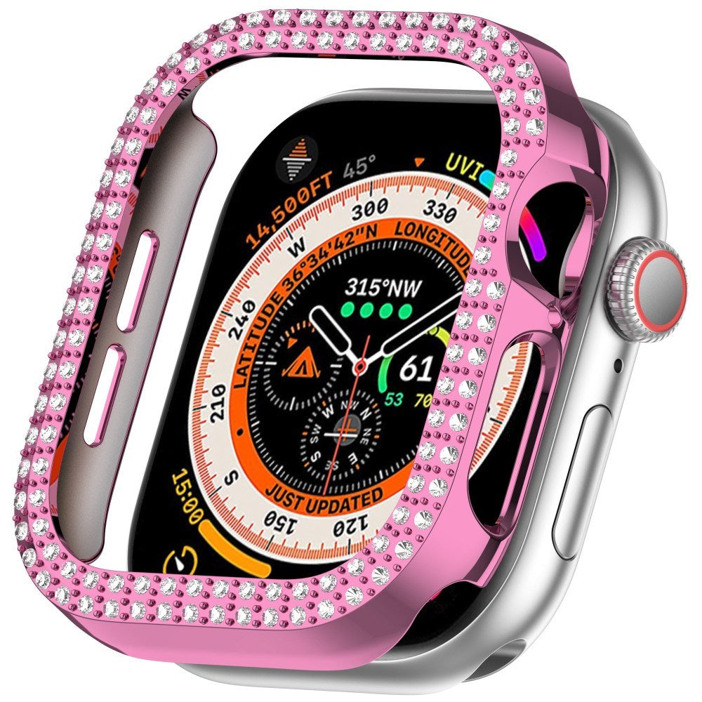 Apple Watch 11 / 10 (42mm) Hard Plastik Deksel - Pink / Rhinsten
