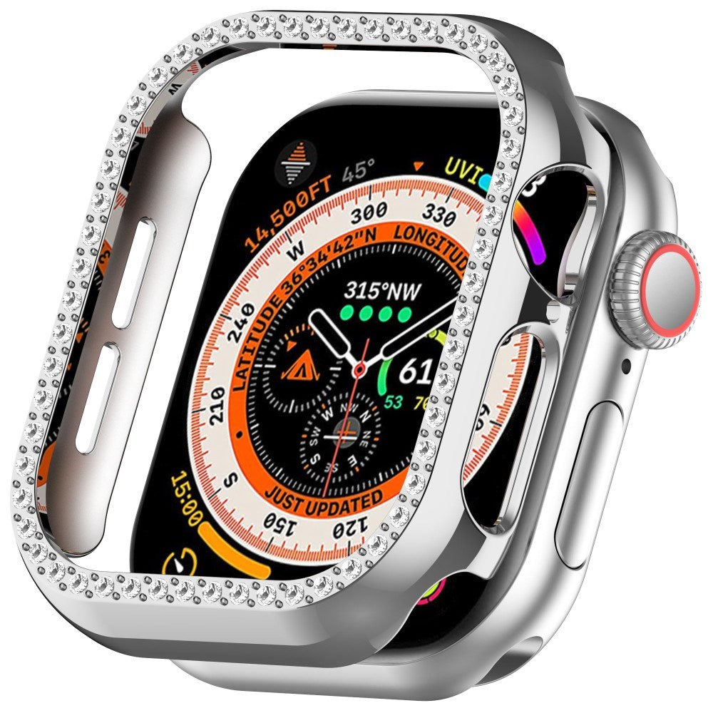 Apple Watch 11 / 10 (42mm) Hard Plast Deksel - Sølv / Rhinsten