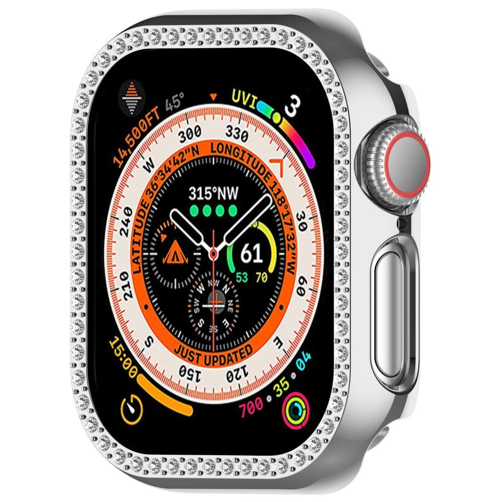 Apple Watch 11 / 10 (42mm) Hard Plast Deksel - Sølv / Rhinsten