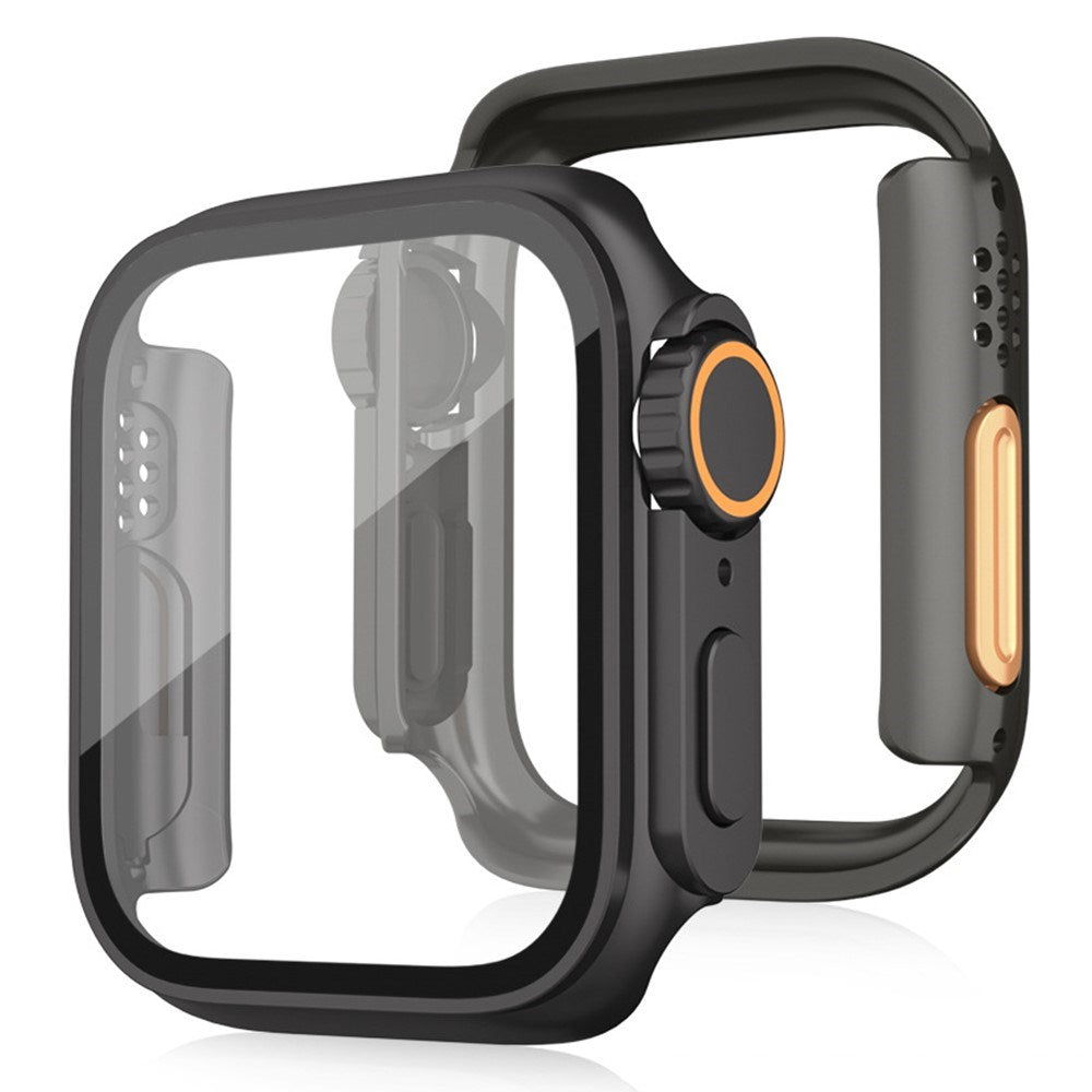 Apple Watch 11 / 10 (46mm) Hardt Plast Deksel m. Innebygd Skjermbeskyttelsesglass - Svart