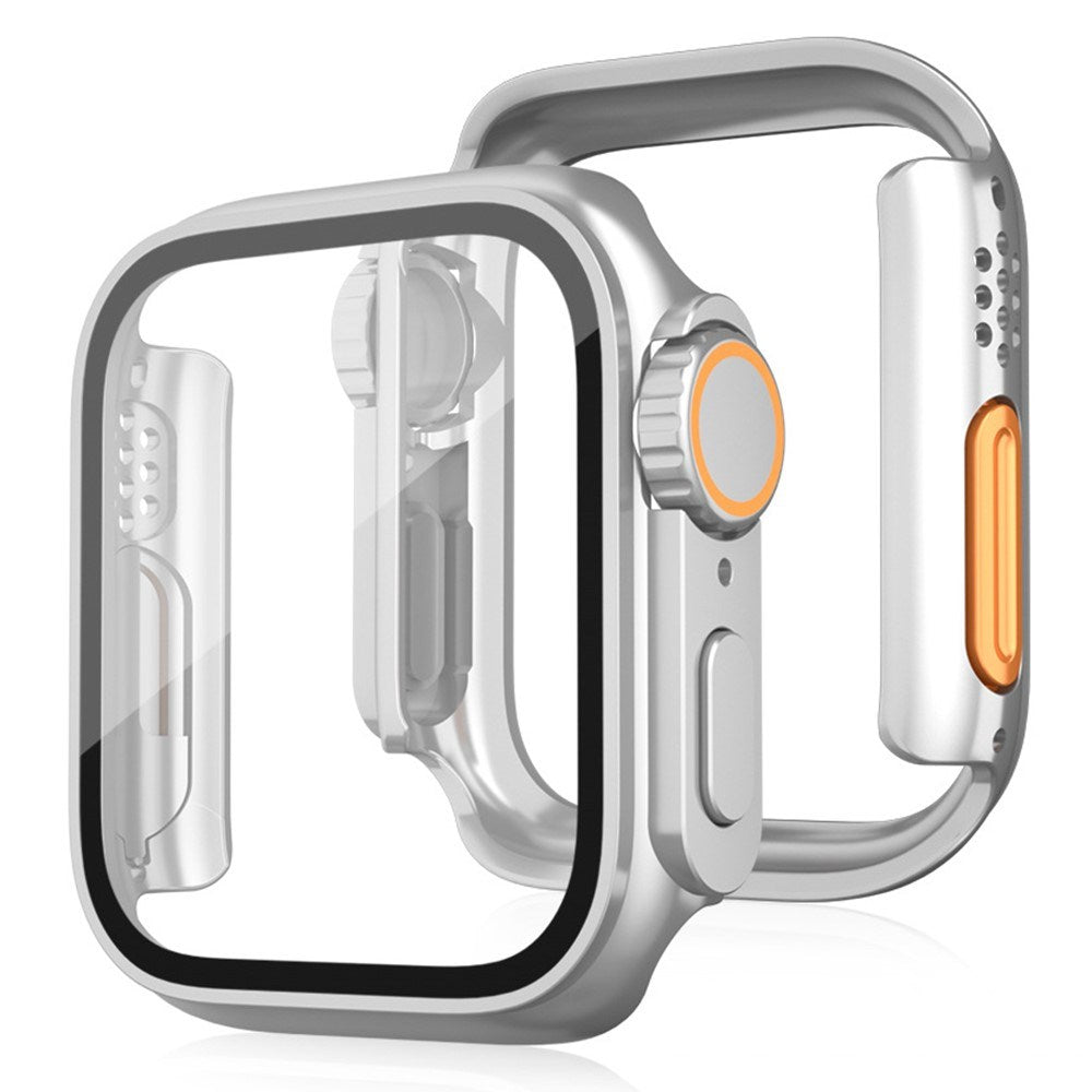 Apple Watch 11 / 10 (46mm) Hardt Plast Deksel m. Innebygd Skjermbeskyttelsesglass - Sølv