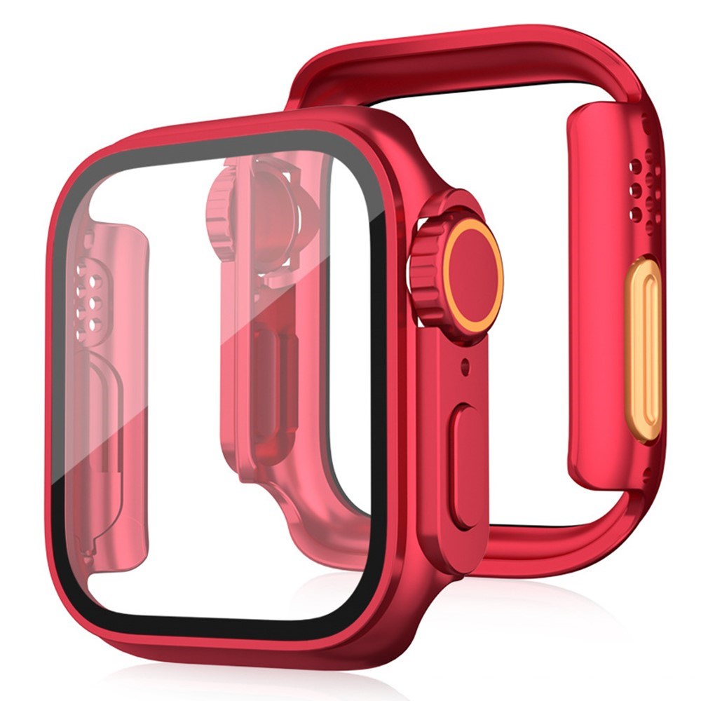 Apple Watch 11 / 10 (46mm) Hardt Plast Deksel m. Innebygd Skjermbeskyttelsesglass - Rød