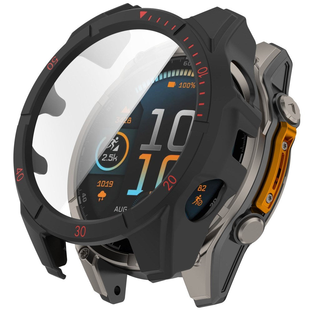 Garmin Tactix 8 AMOLED (51mm) Hardt Plast Deksel m. Beskyttelsesglass - Svart / Rød