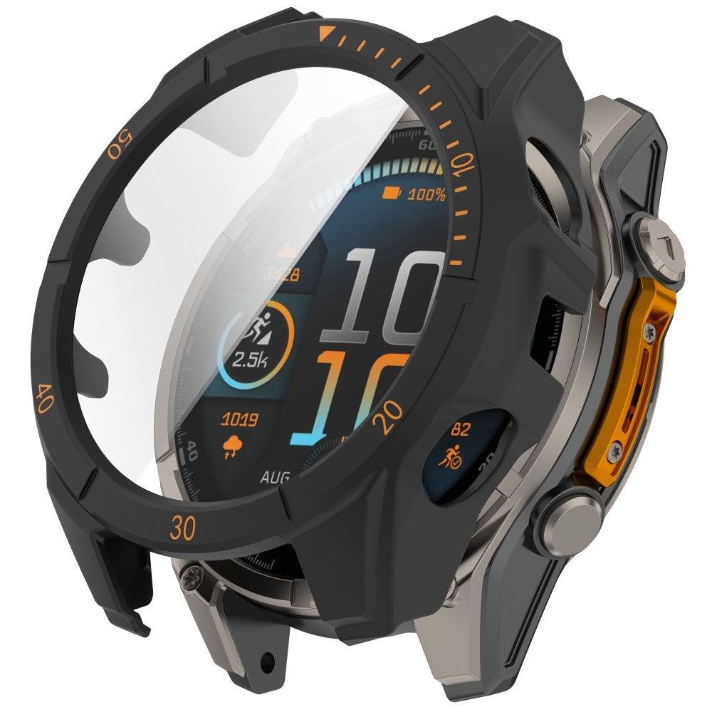 Garmin Tactix 8 AMOLED (47mm) Hardt Plast Deksel m. Beskyttelsesglass - Svart / Oransje