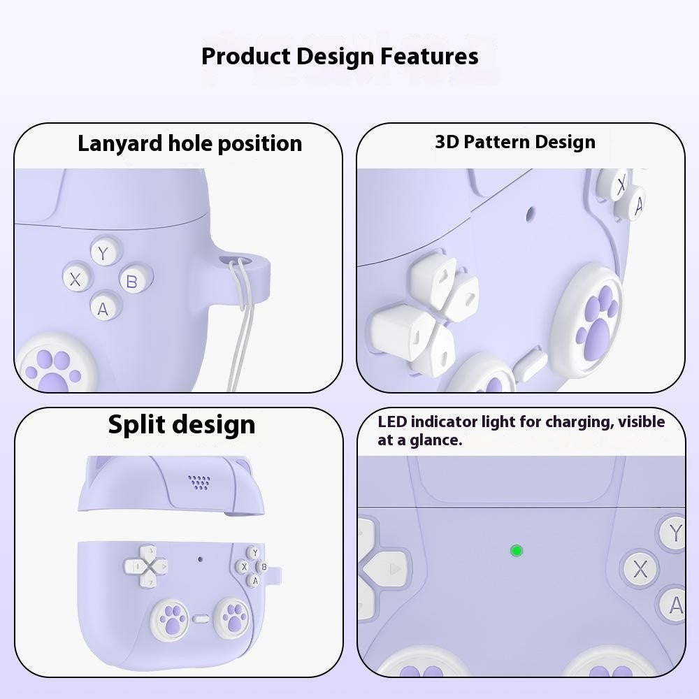 Apple AirPods Pro (3. Gen.) Silikon Katt Deksel m. Gamer Design - Grå