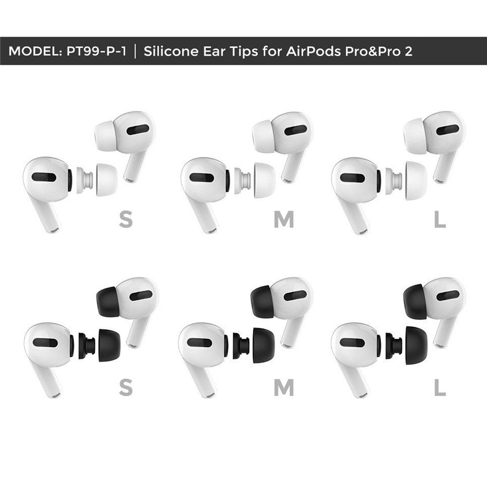 AirPods Pro (1. & 2. Gen.) AHASTYLE silikonørepropper – S / M / L – Svart
