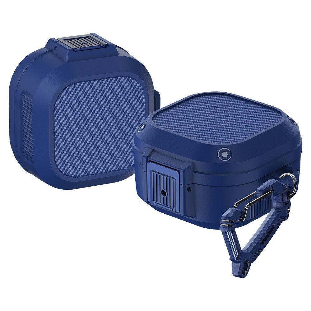 Samsung Galaxy Buds2 / Buds2 Pro / Buds Pro / Buds Live Hybrid Plast Deksel m. Karabinkrok - Blå