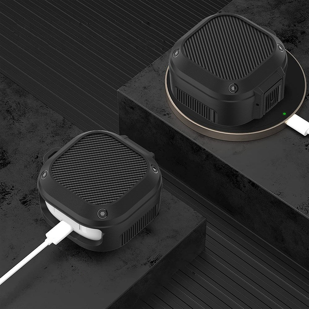 Samsung Galaxy Buds2 / Buds2 Pro / Buds Pro / Buds Live Hybrid Plast Deksel m. Karabinkrok - Blå