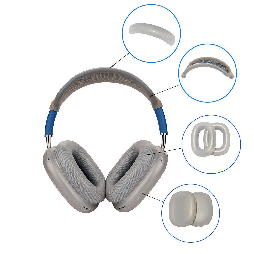 AirPods Max / Max 2 Fleksibelt Silikondeksel med Bøylebeskyttelse - Matt Gjennomsiktig