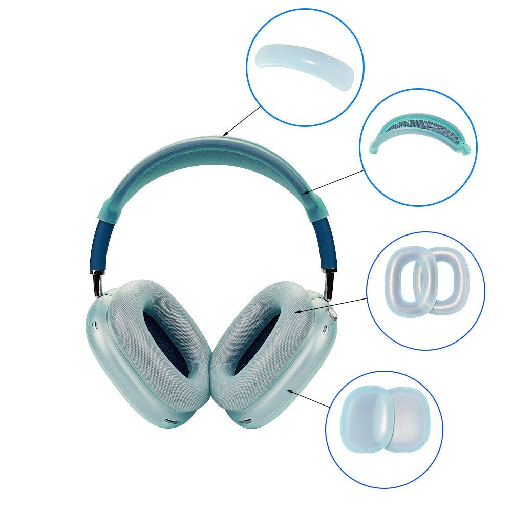 AirPods Max / Max 2 Fleksibelt Silikondeksel med Bøylebeskyttelse - Gjennomsiktig / Blå