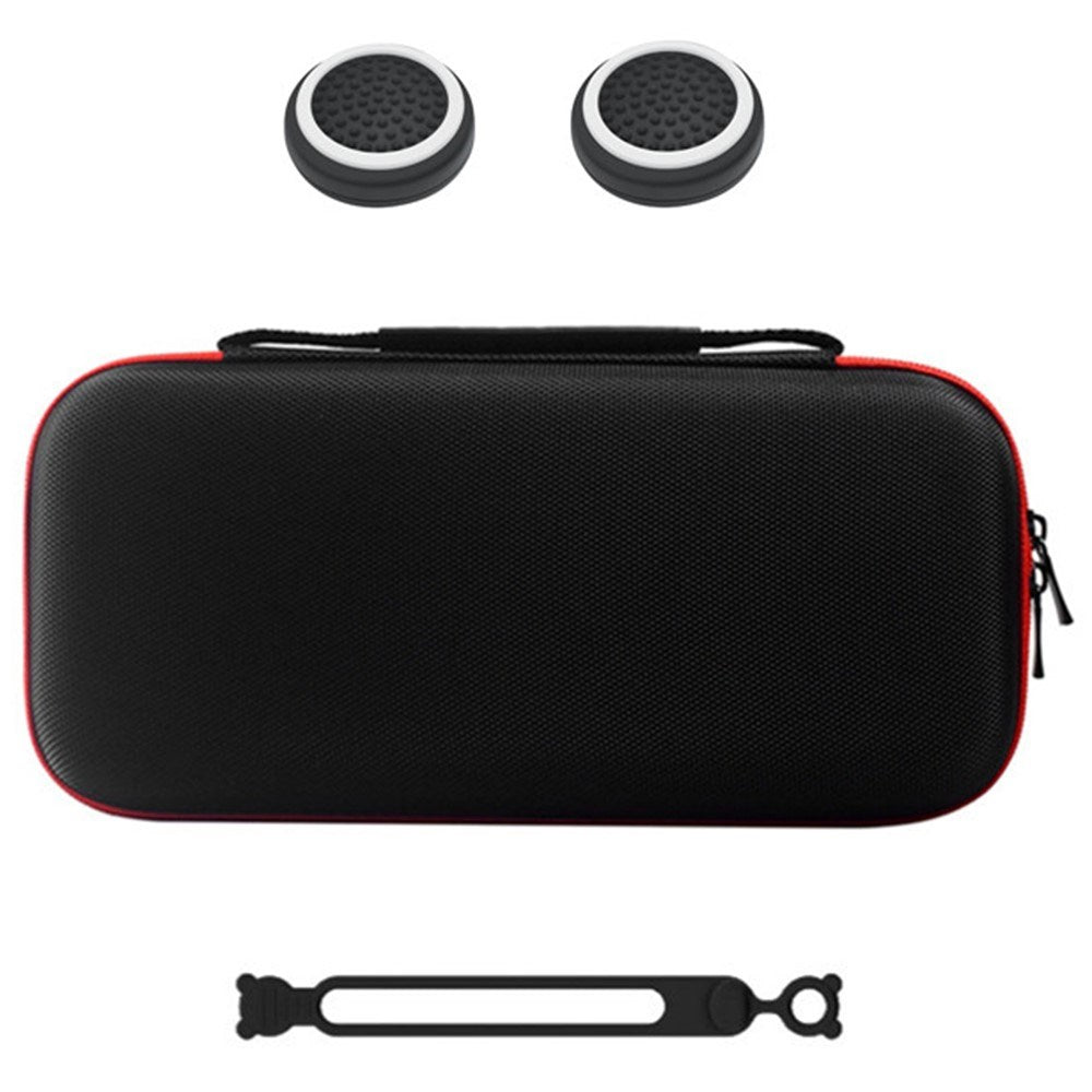 Nintendo Switch 2 Oppbevaringsveske m. Silikon Kabelbindere & Joystick Grip Caps - Svart / Rød