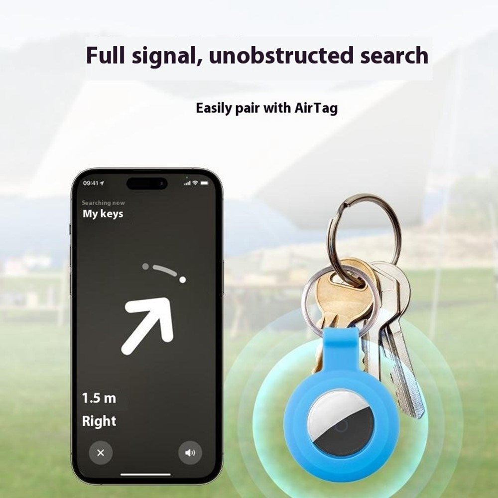 Apple AirTag 1. & 2. Gen. Silikon Deksel med Karabinkrok – Blå Regnbue