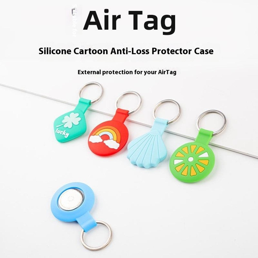 Apple AirTag 1. & 2. Gen. Silikon Deksel med 3D-Design & Nøkkelring – Blått Skjell