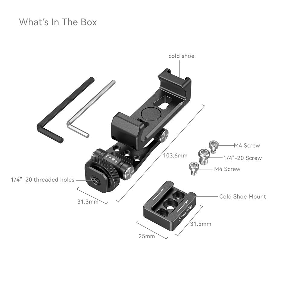 SmallRig 4301 Roterbar Mobilholder med Cold Shoe Mount - Kompatibel med DJI Gimbals (57-88 mm) - Svart