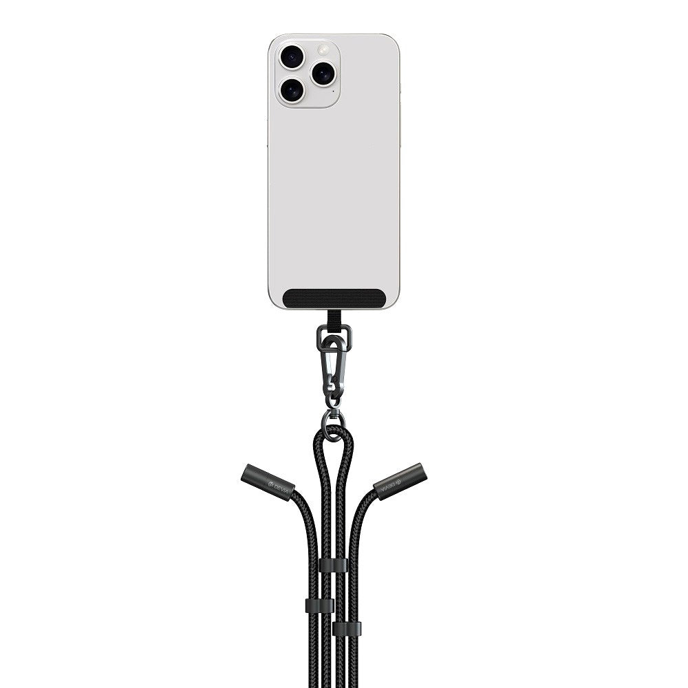 Devia 2-i-1 Regulerbar Mobilstropp & USB-C til USB-C Kabel - Svart